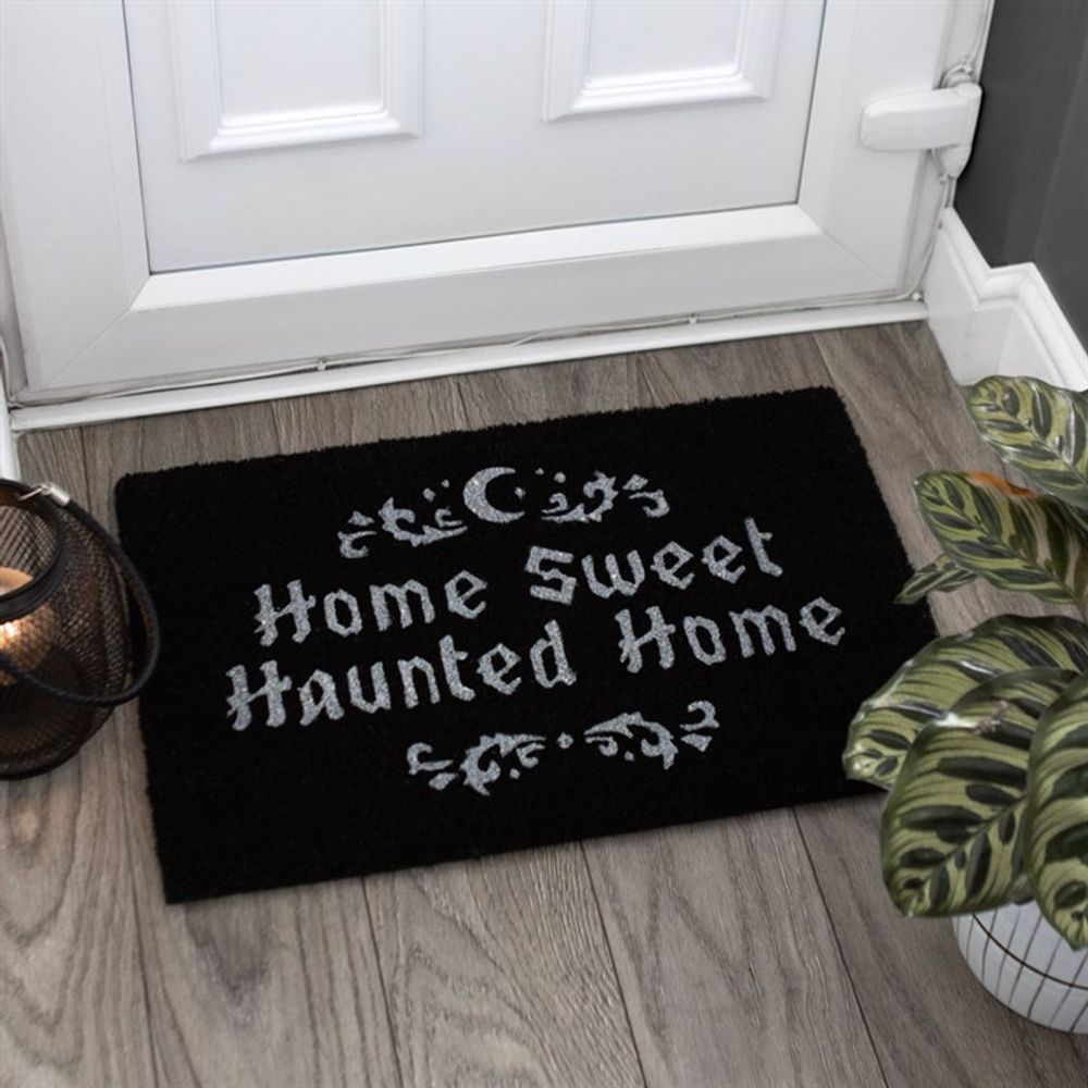 Black Home Sweet Haunted Home Doormat