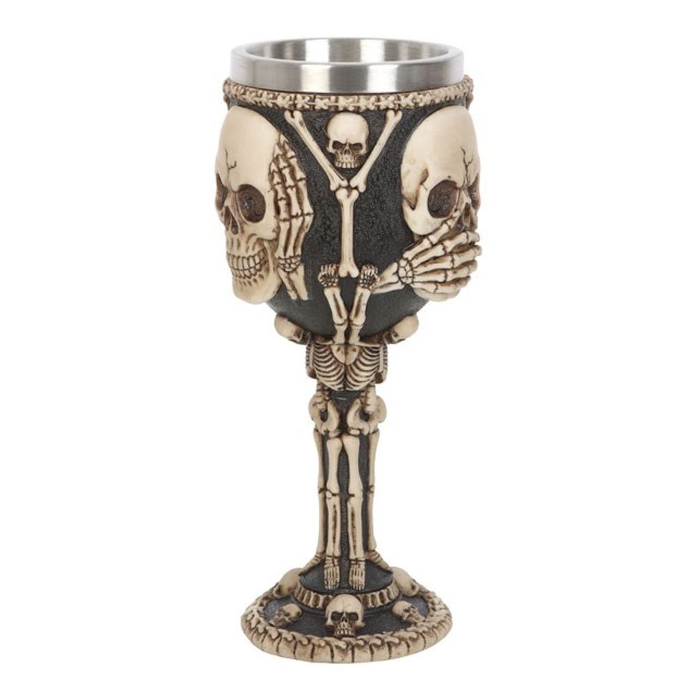 Resin See, Hear, Speak No Evil Skeleton Goblet