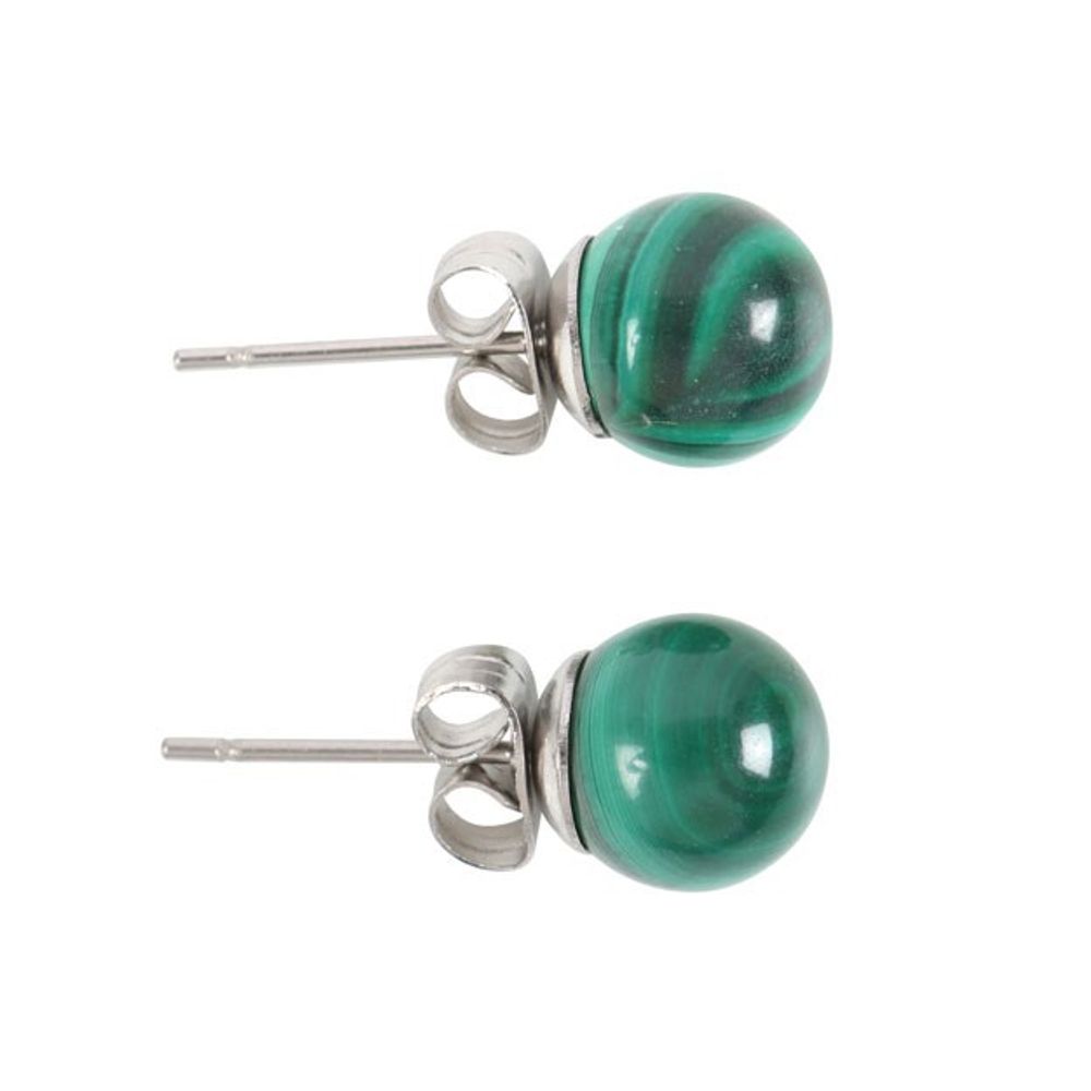 Malachite Semi Precious Crystal Earrings